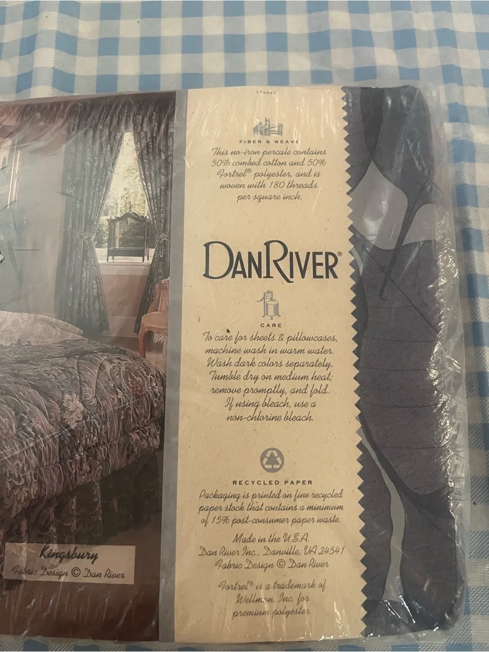 Dan River Floral Jacquard twin Sheets VTG Navy with Multi Floral Print charm